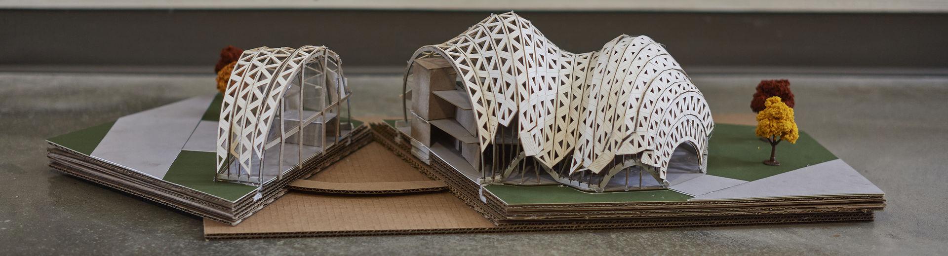 给出了一个曲面屋顶结构的建筑模型.
